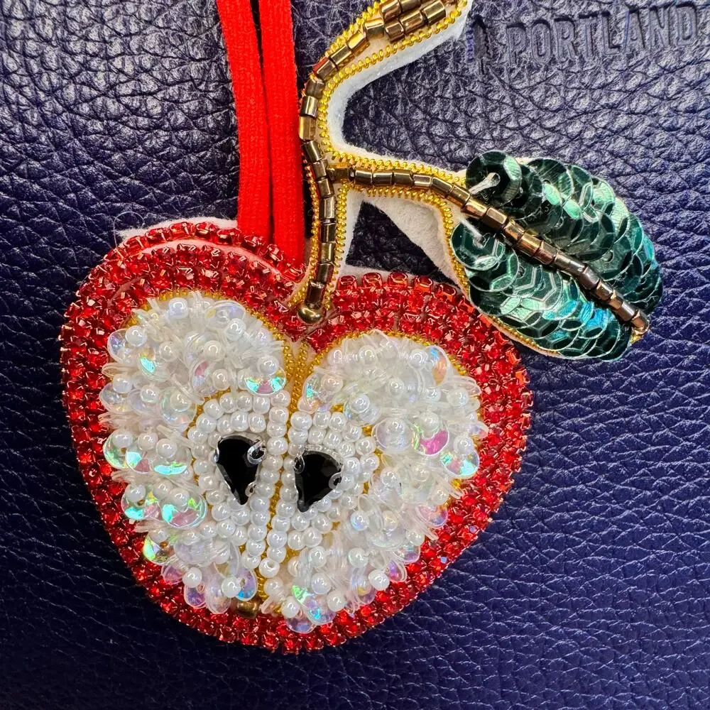 Apple Bag Charm Red Apple Fruit Purse Charm NEW FAST SHIP Beaded Charms